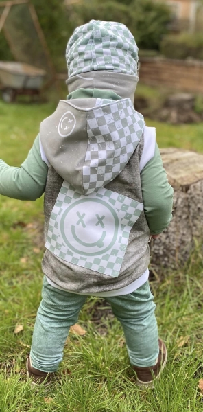 BIG Patch - Smilie - Karo mintgrün